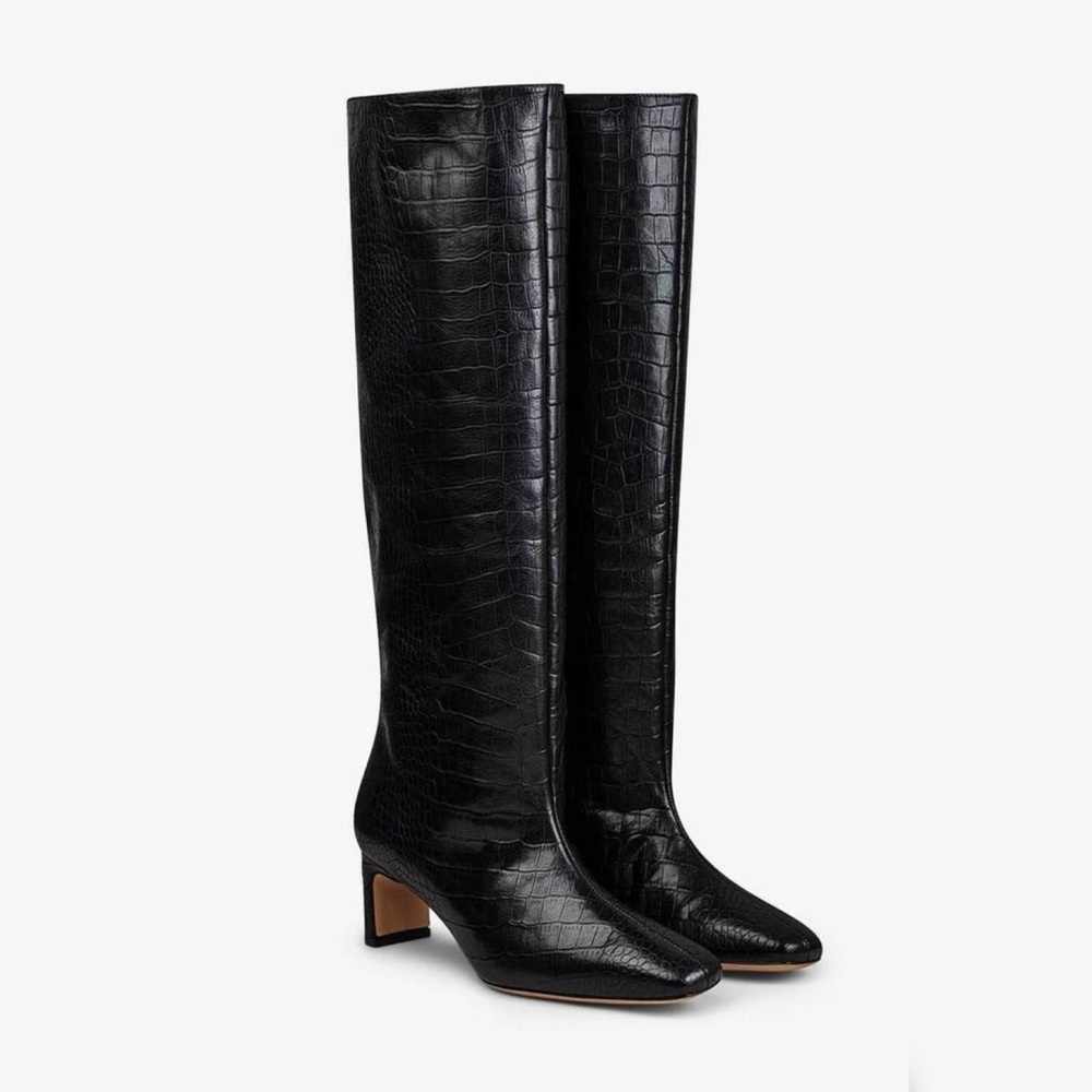 NEW Anine Bing Felicia Boots in Black Croc - Picture 15 of 15